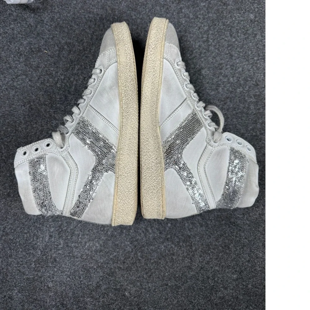 IRO Caleen Sequin High Top Sneakers Womens Size 38 Gray Leather‎ Suede Glitter